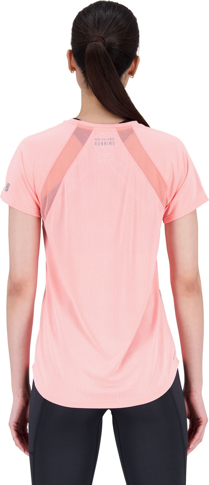 New Balance Women's United Airlines NYC Half Impact Run Graphic Short Sleeve Grapefruit Heather New Balance