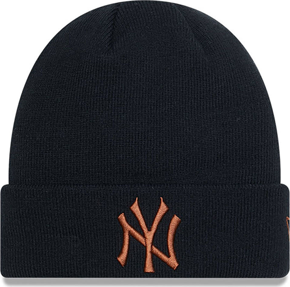 New Era New York Yankees League Essential Cuff Knit Beanie Hat Blktpn OneSize, Black