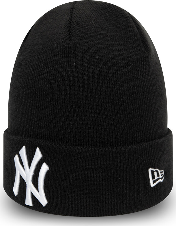 New Era New York Yankees Essential Cuff Beanie Hat Blkwhi OneSize, Black