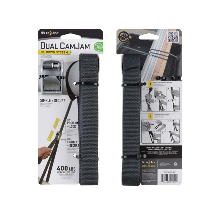 Nite Ize Dual CamJam Tie Down System 12ft Dark Grey Nite Ize Dual CamJam Tie Down System 12ft Dark Grey