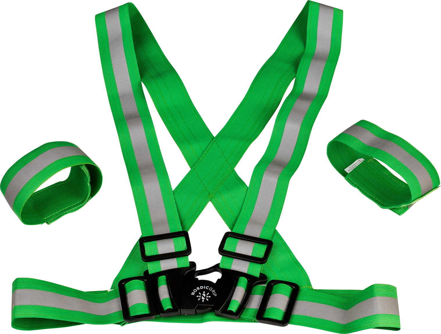 Nordic Grip Kids' Reflective Cross Belt Incl. 2 Band Green Junior, Green