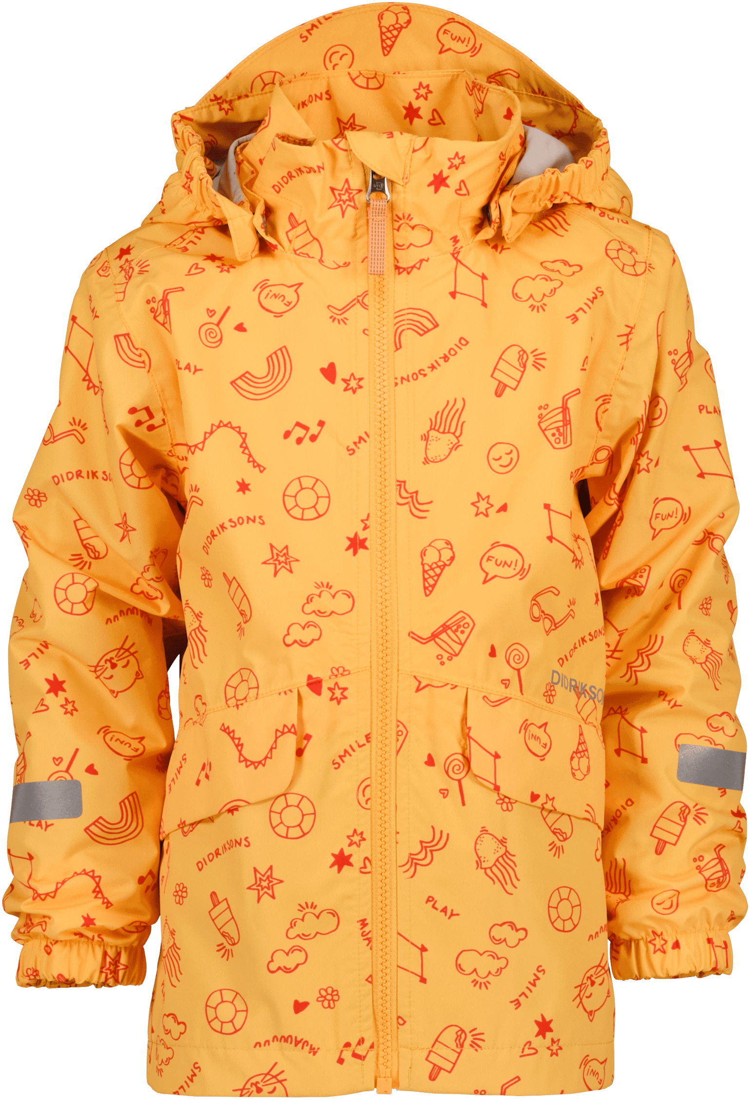 Didriksons Kids' Norma Printed Jacket 3 Doodle Papaya Orange