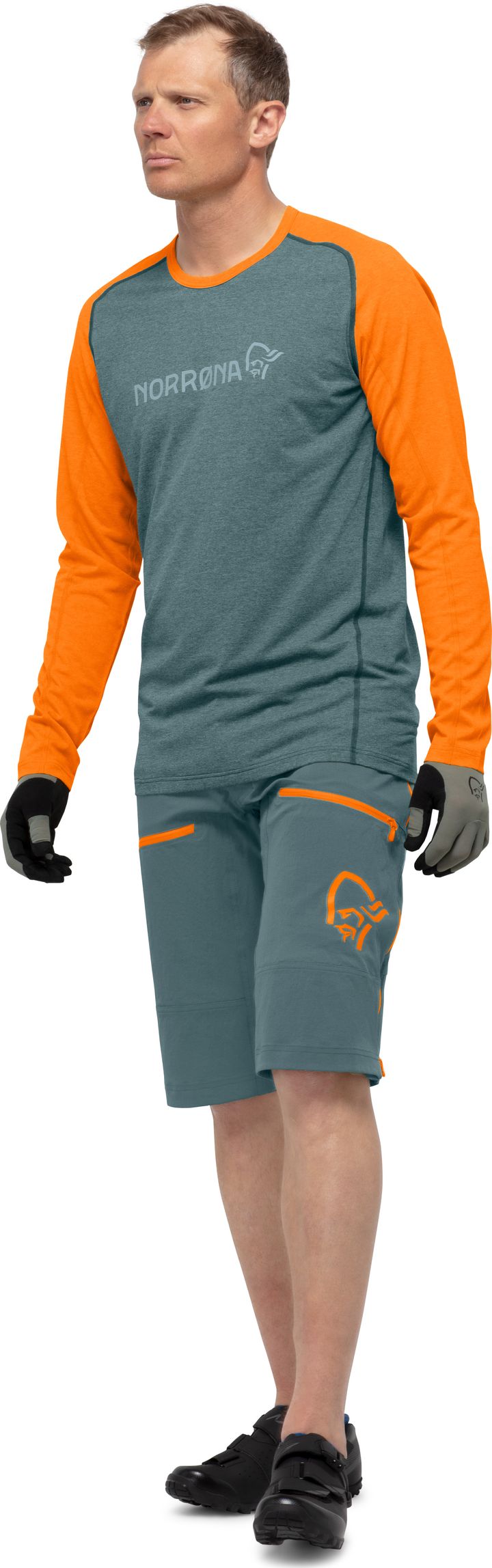 ノローナ　MTB用ショートパンツ　FjoraFlex1Shorts　メンズ海外S Norrøna Men's Fjørå Flex1 Heavy Duty Shorts North Atlantic/Orange
