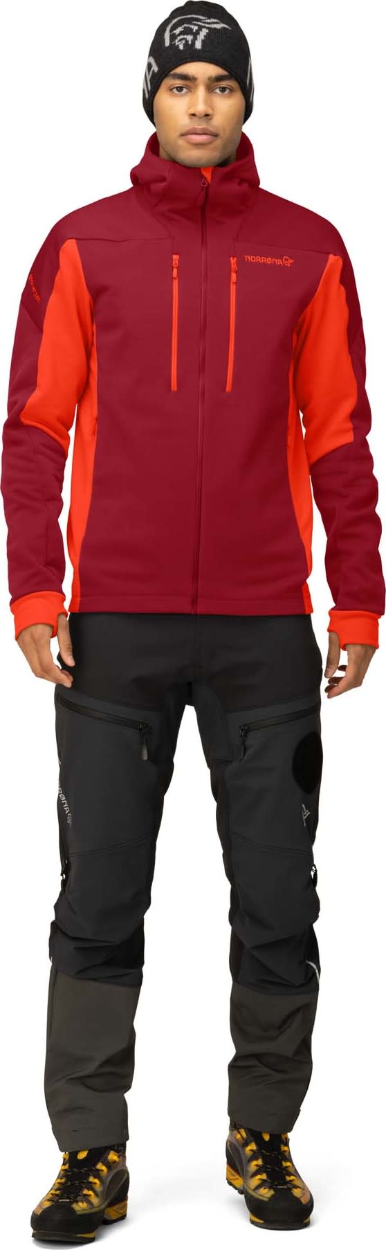 Norrøna Men's Trollveggen Powerstretch Pro Zip Hood Rhubarb Norrøna