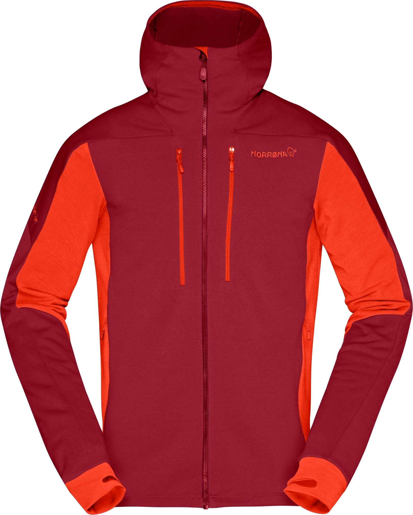 Norrøna Norrøna Men's Trollveggen Powerstretch Pro Zip Hood Rhubarb L, Rhubarb