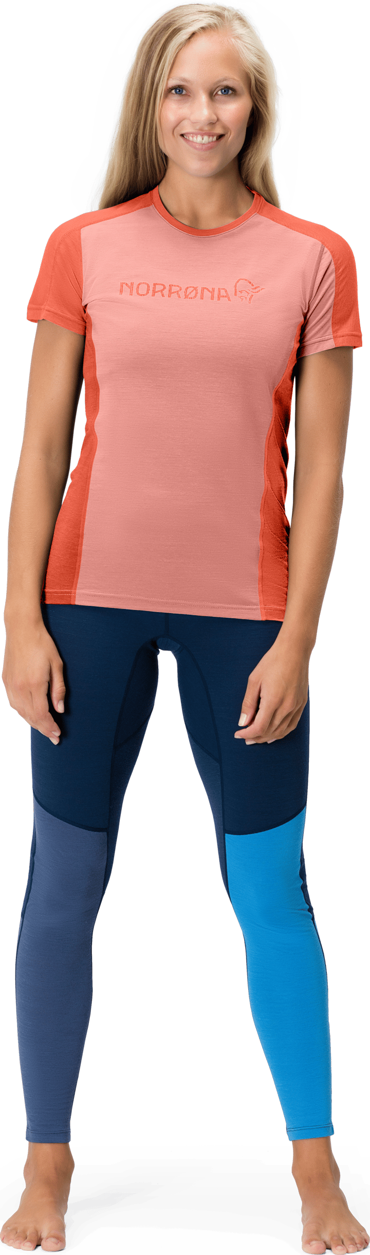 Women's Falketind Equaliser Merino T-Shirt Peach Amber/Orange Alert Norrøna