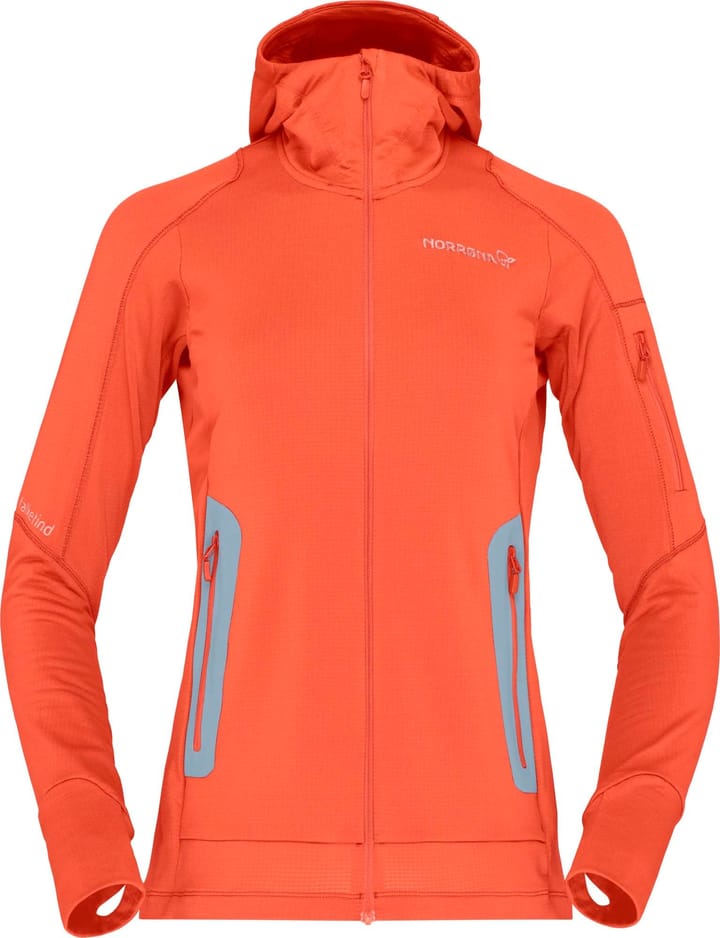 Women's Falketind Power Grid Hood Orange Alert Norrøna