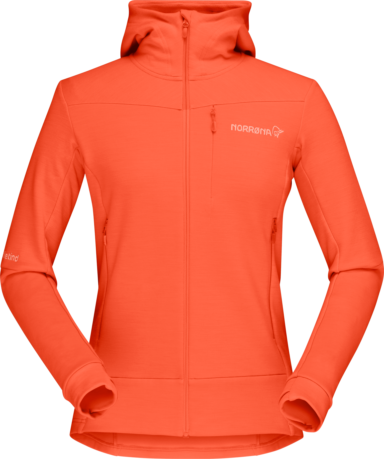 Women's Falketind Warmwool2 Stretch Zip Hood Orange Alert