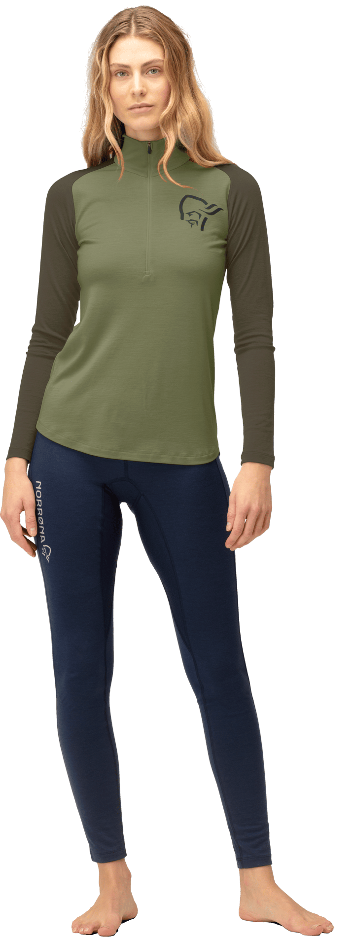 Norrøna Women's Femund pureUll Zip Neck Loden Green Norrøna