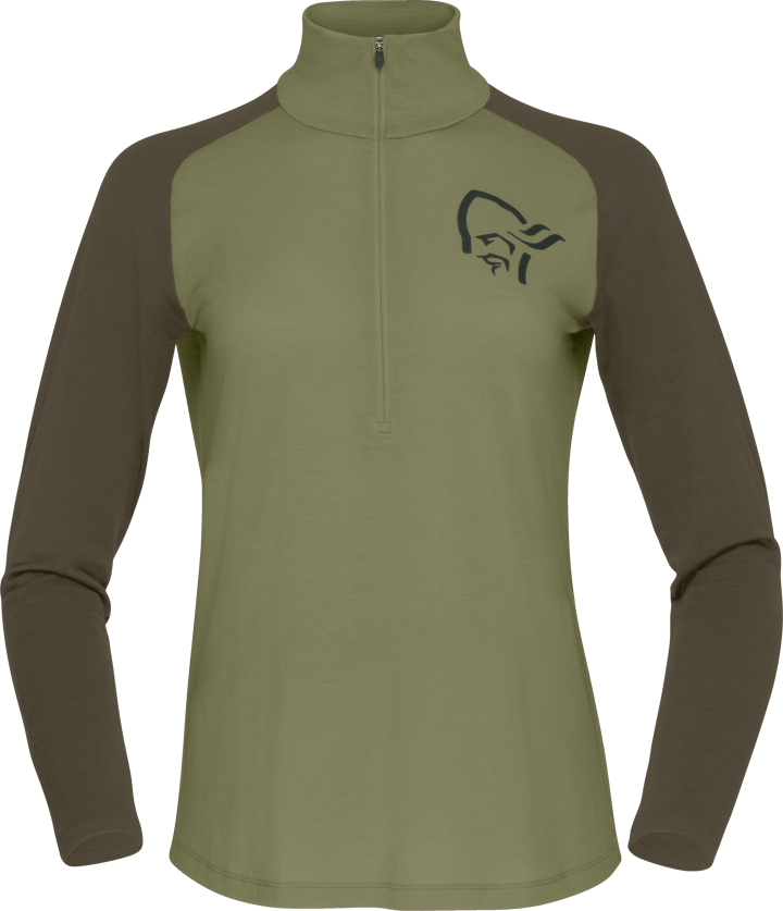 Norrøna Women's Femund pureUll Zip Neck Loden Green Norrøna