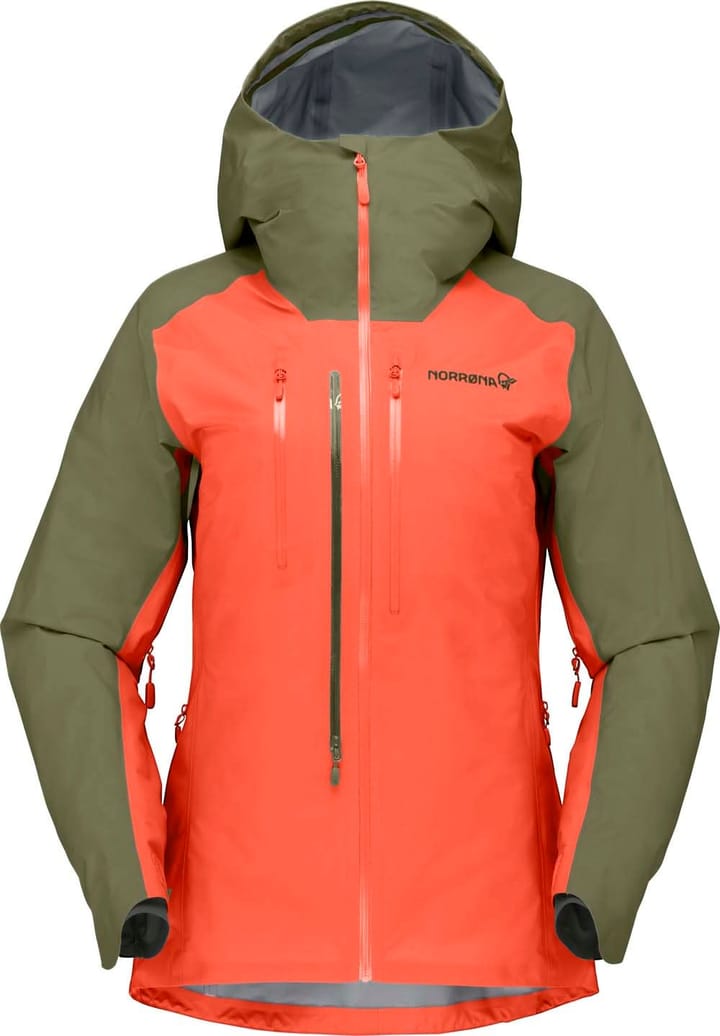 Women's Lyngen Gore-tex Jacket Olive Night/Orange Alert Norrøna