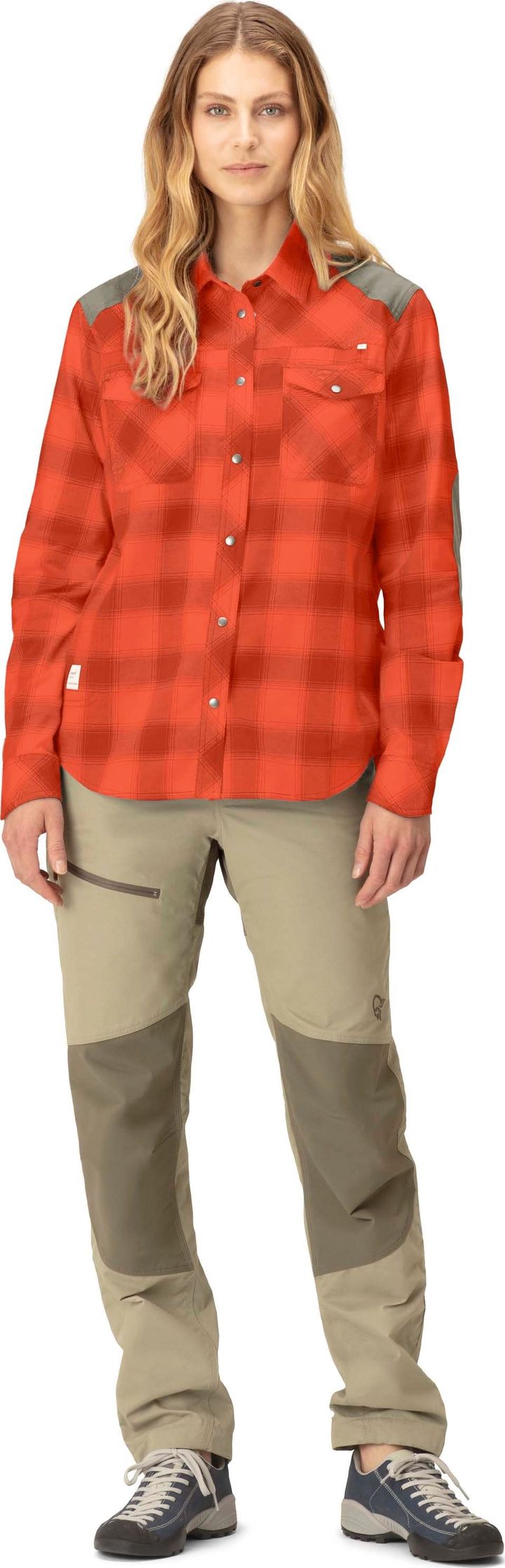 Women's Svalbard Flannel Shirt  Orange Alert/Rooibos Tea Norrøna