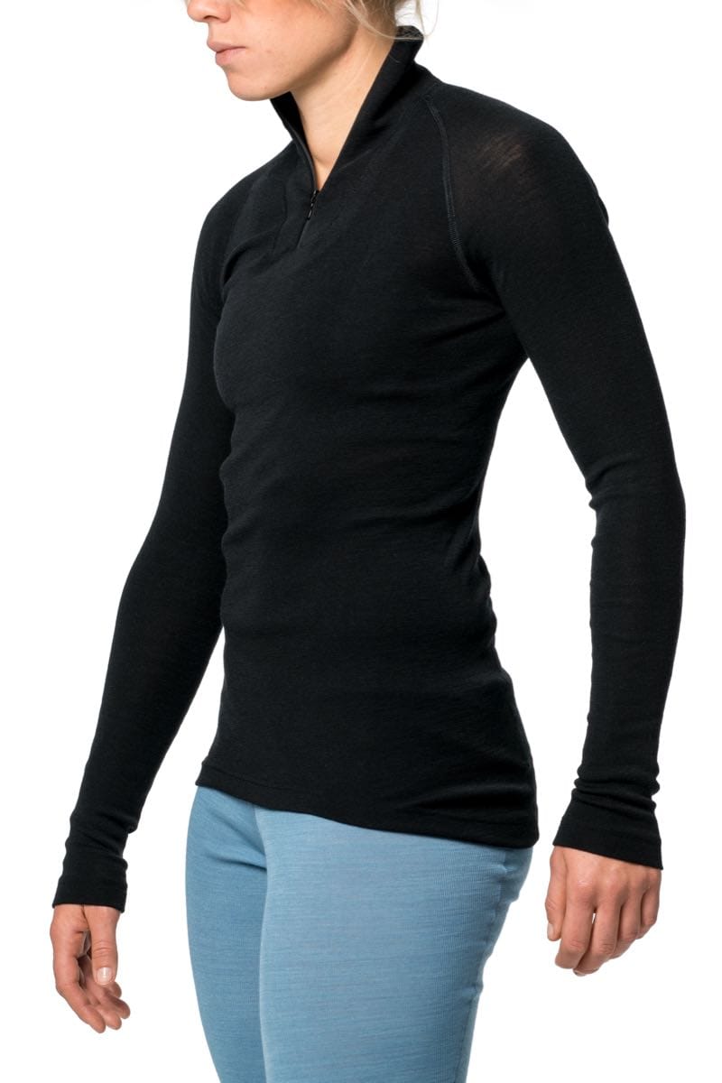 Woolpower Men's Zip Turtleneck Lite  Black