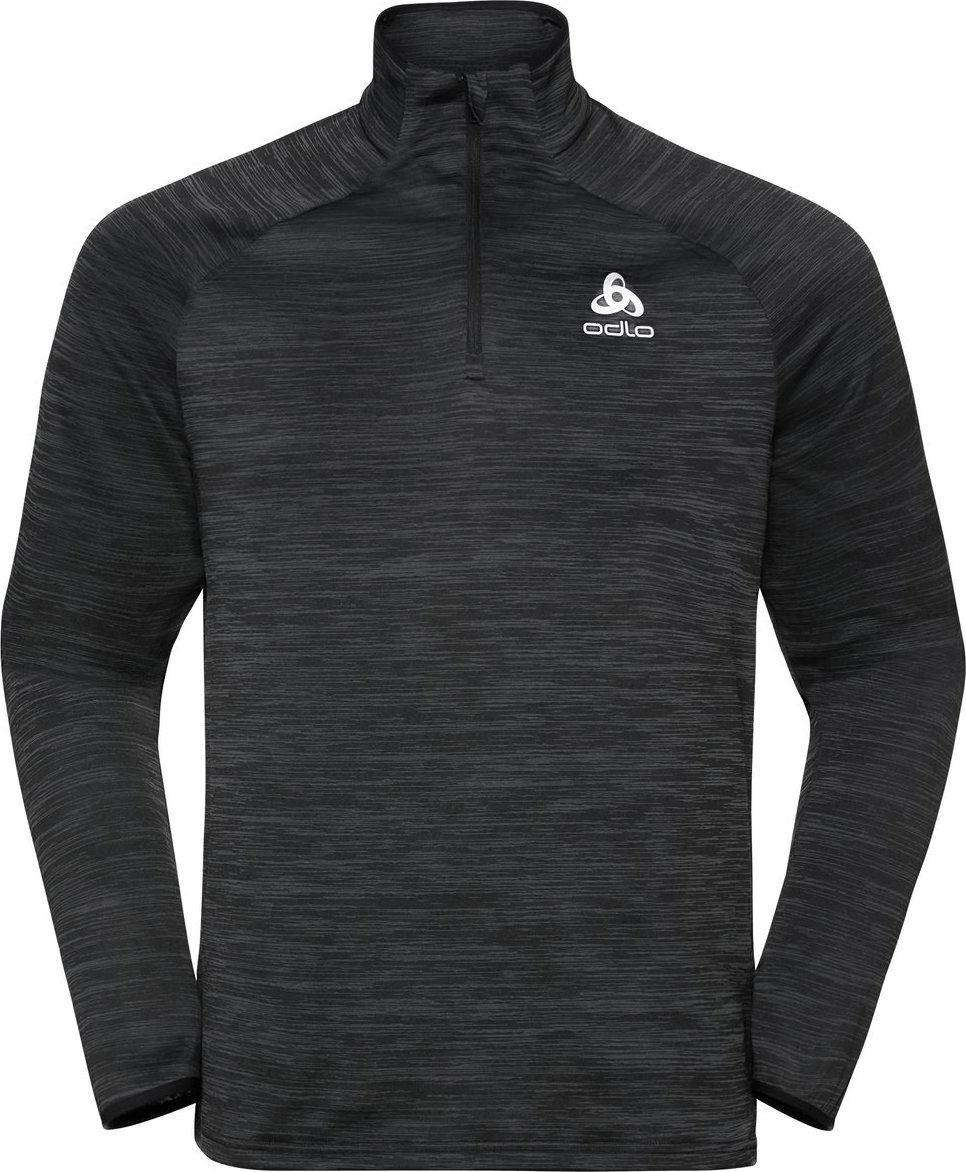 Men's Midlayer 1/2 Zip Run Easy Warm Black Melange