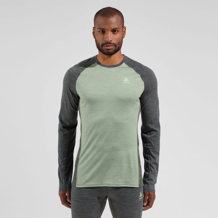 Odlo Men's Performance Wool 150 Base Layer Matte Green/Dark Grey Melange Odlo