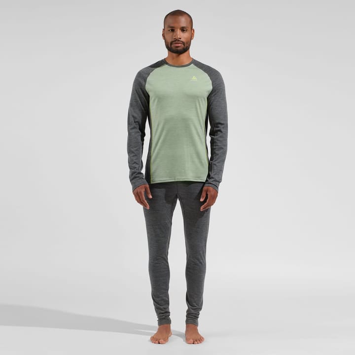 Odlo Men's Performance Wool 150 Base Layer Matte Green/Dark Grey Melange Odlo