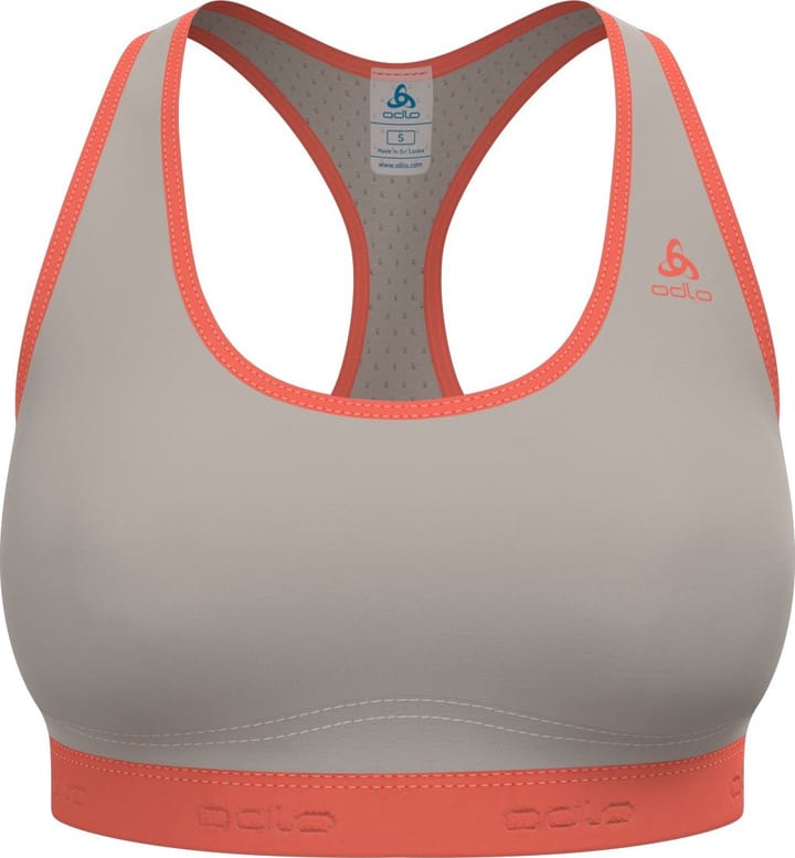 Odlo Women's Ascent Performance Wool Medium Support Sports Bra Silver Cloud/Living Coral Odlo