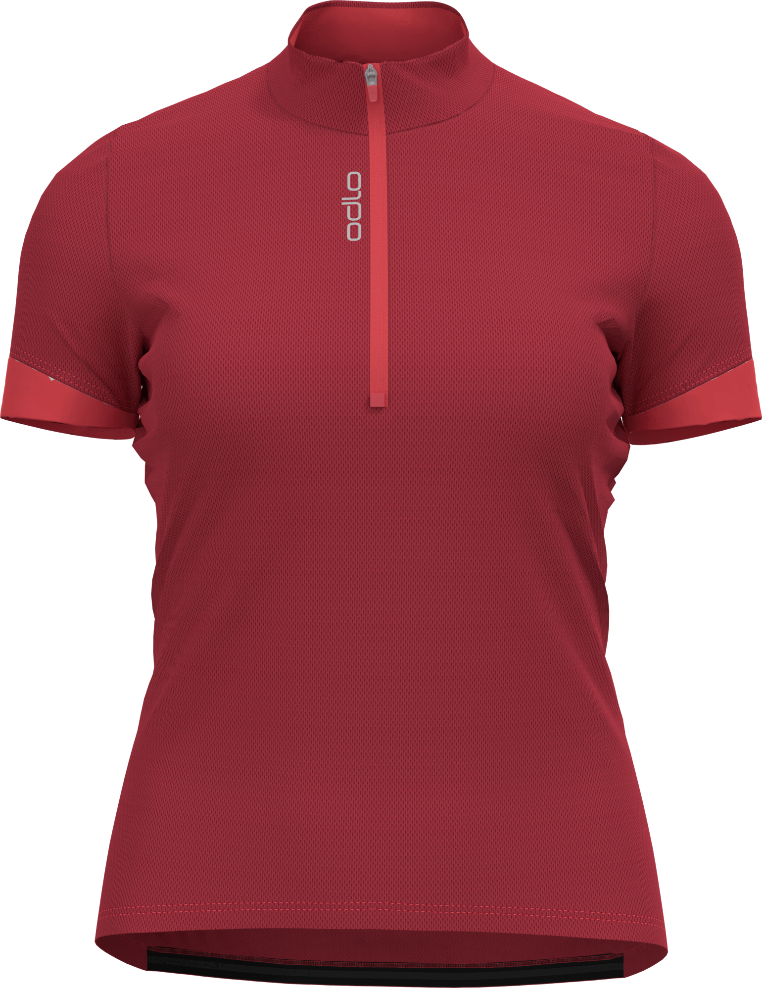 Odlo Women's T-shirt S/U Collar S/S 1/2 Zip Essential American Beauty/Cayenne