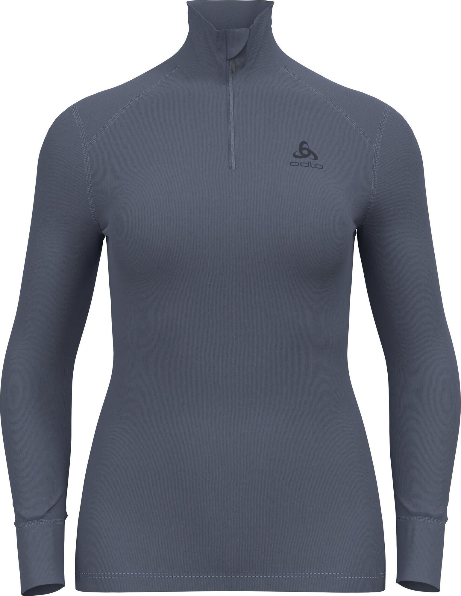 Odlo Women's Active Warm Eco Half-Zip Turtleneck Base Layer Top Folkstone Gray
