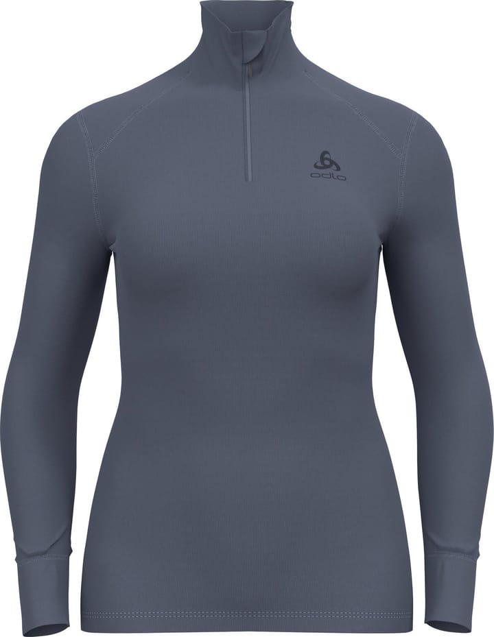 Odlo Women's Active Warm Eco Half-Zip Turtleneck Base Layer Top Folkstone Gray Odlo