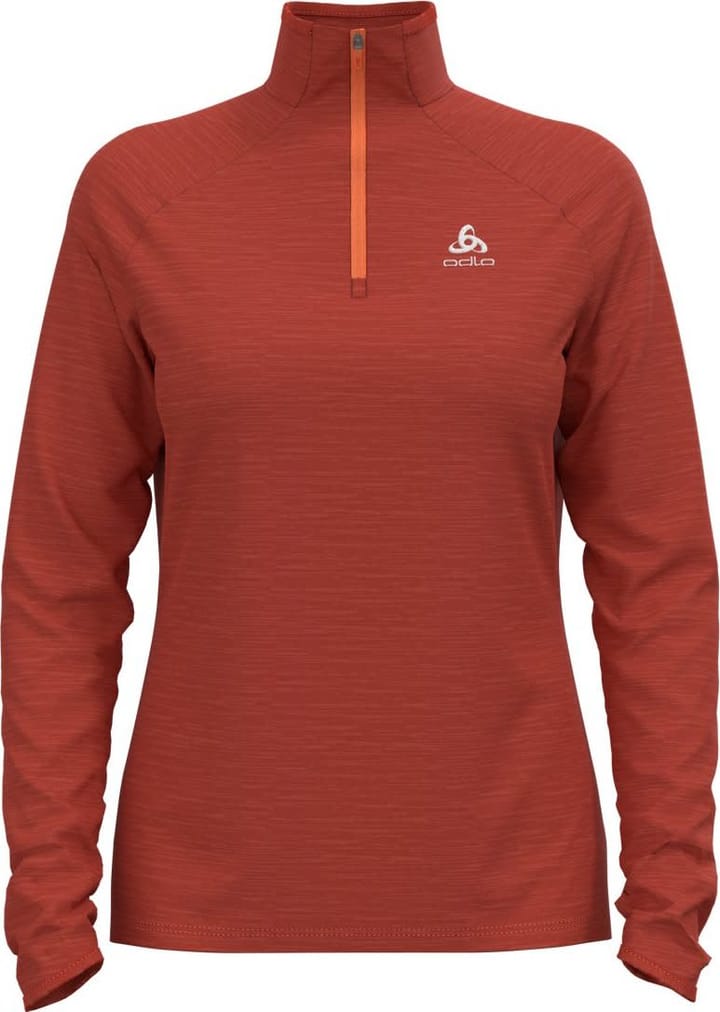 Odlo Women's Midlayer 1/2 Zip Run Easy Warm Cinnabar Melange Odlo Odlo Women's Midlayer 1/2 Zip Run Easy Warm Cinnabar Melange Odlo