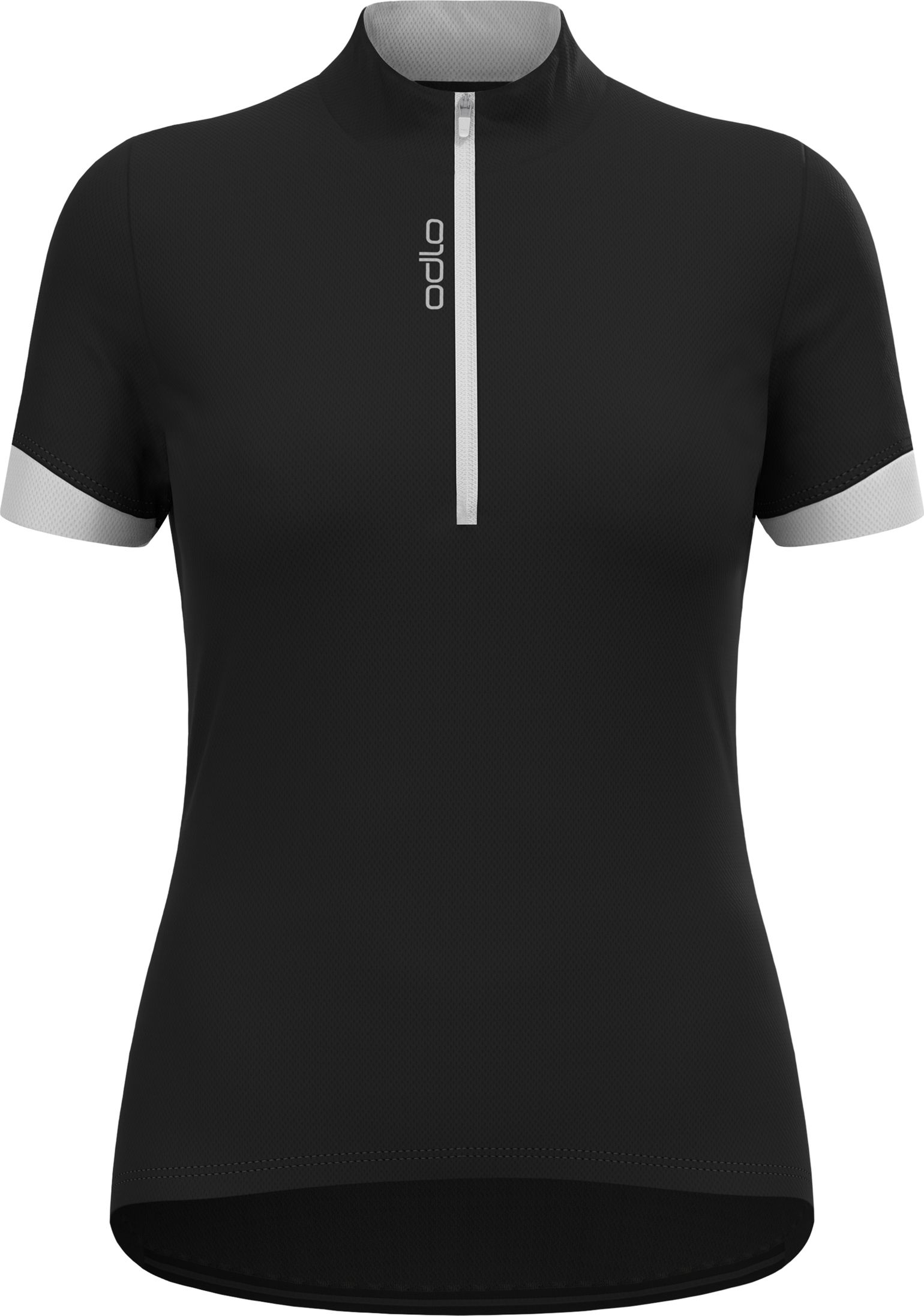 Odlo Women's T-shirt S/U Collar S/S 1/2 Zip Essential Black/White