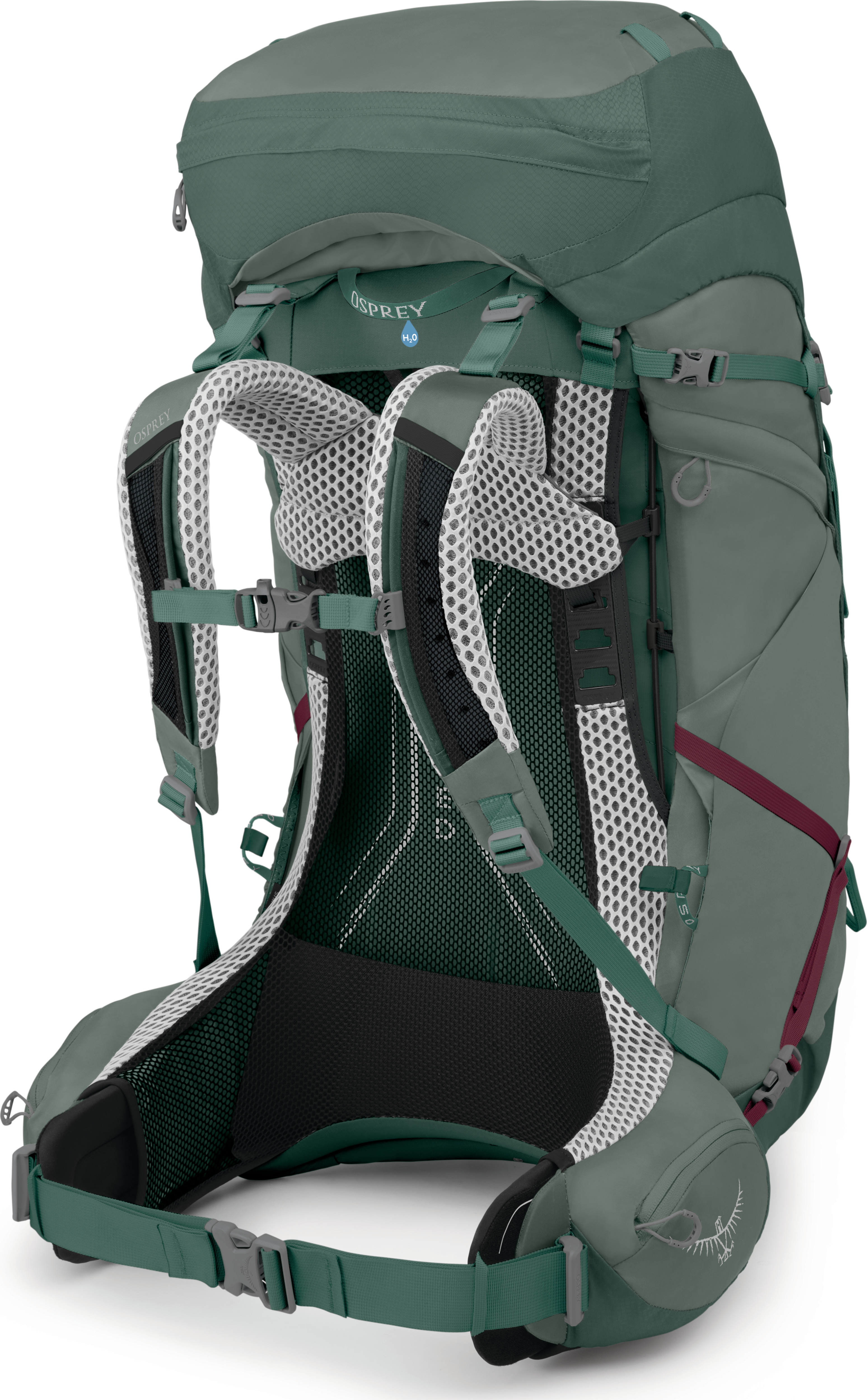 osprey aura ag 65 women's backpacking backpack Backpack, Berry Sorbet Red / M/L its innovative suspension and harness delivers a seamless fit that envelopes your back and hips in 3D Osprey Aura AG 65 Berry