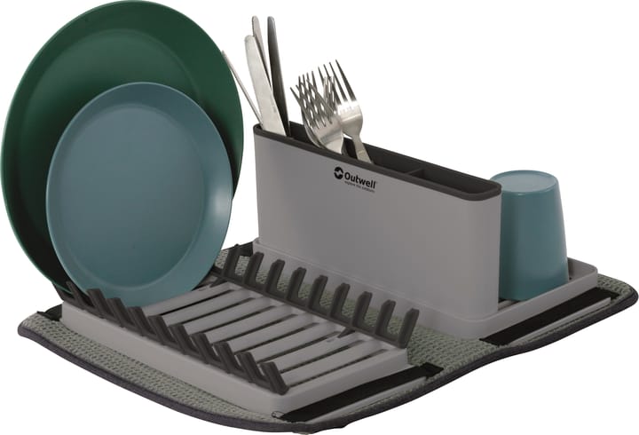 Dunton Foldable Dish Rack With Sponge Drain Grey Outwell