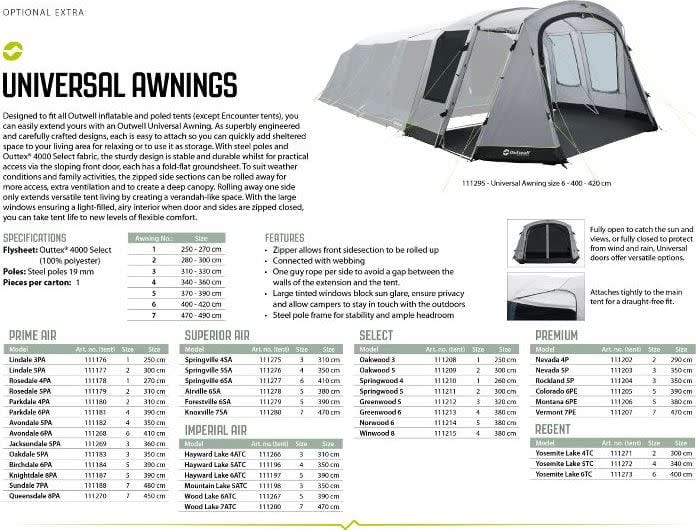 Outwell Universal Awning Size 6 Grey Outwell Outwell Universal Awning Size 6 Grey Outwell