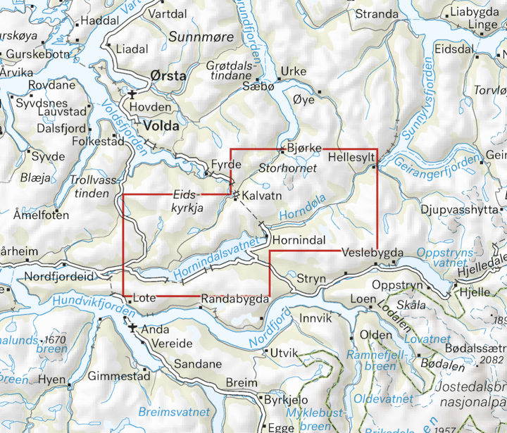 Calazo förlag Hornindal 1:25 000 Alpine map Calazo förlag