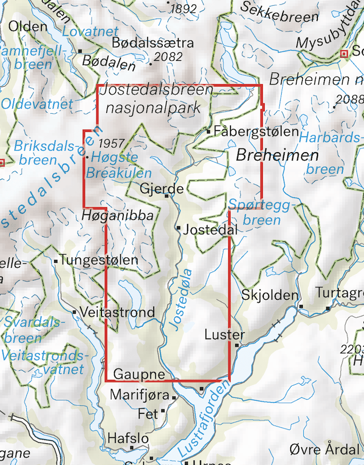 Calazo förlag Jostedalen 1:25 000 Alpine Map Calazo förlag