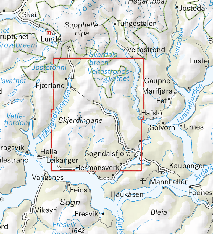 Calazo förlag Sogndal: Togga & Frudalshesten 1:25 000 Alpine map Calazo förlag