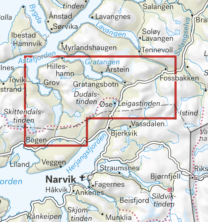 Calazo förlag Narvik: Spanstinden & Dudalstinden 1:25 000 Alpine map Calazo förlag