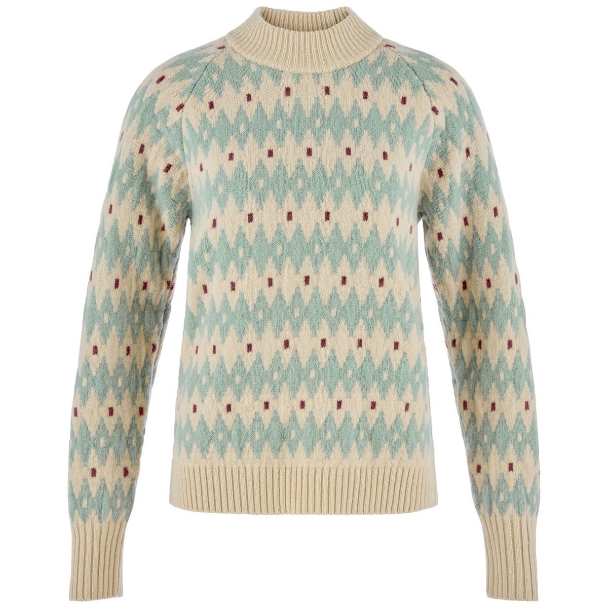 Fjällräven Övik Jacquard Knit W Light Beige-misty Green