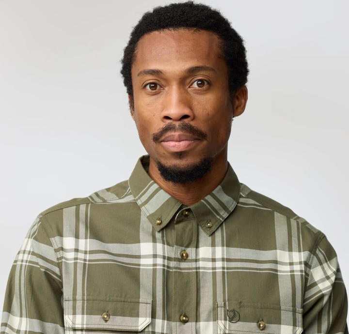 Fjällräven Men's Övik Lite Flannel Shirt Laurel Green-chalk White Fjällräven
