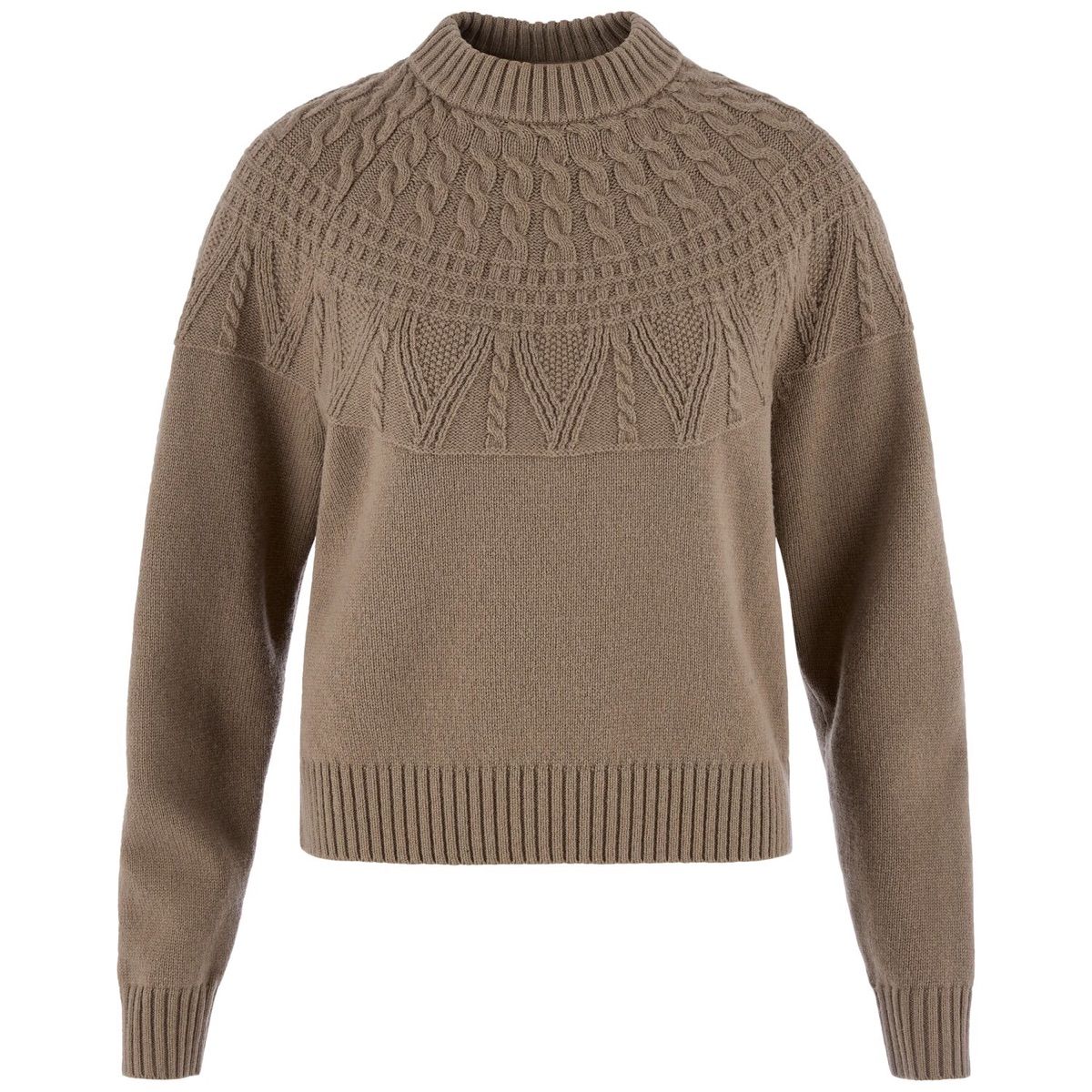 Fjällräven Övik Solid Jacquard Knit W Suede Brown