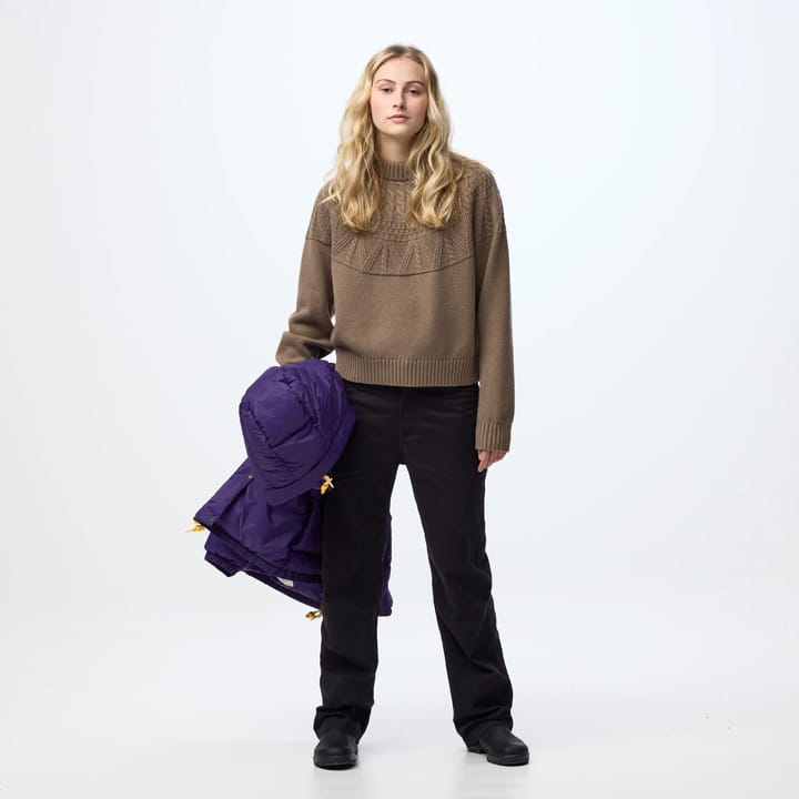 Fjällräven Women's Övik Solid Jacquard Knit Suede Brown Fjällräven