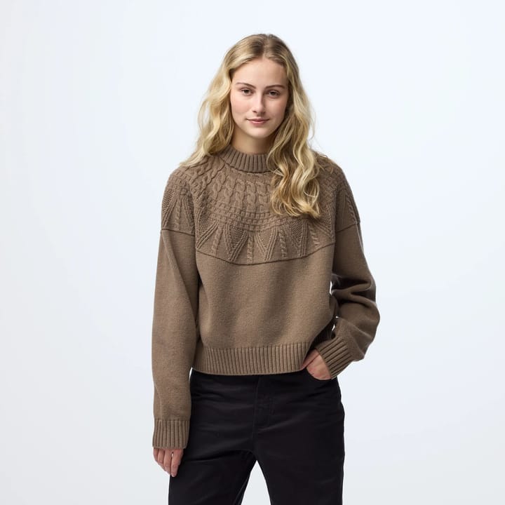 Fjällräven Women's Övik Solid Jacquard Knit Suede Brown Fjällräven