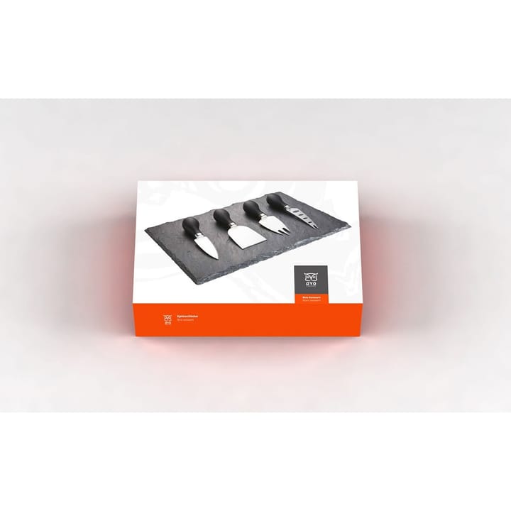 Øyo Cheese Set 4 Knifes And Slate Black/Steel Øyo