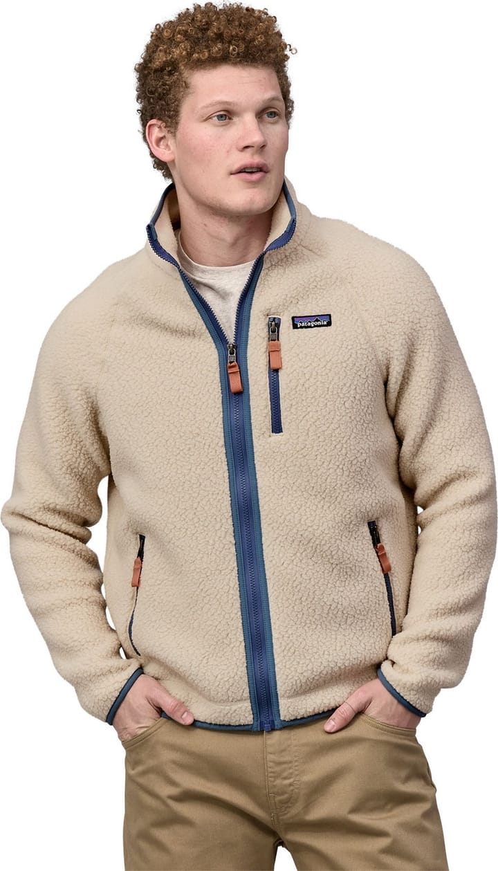 Patagonia Men's Retro Pile Fleece Jacket Dark Natural W/Utility Blue Patagonia