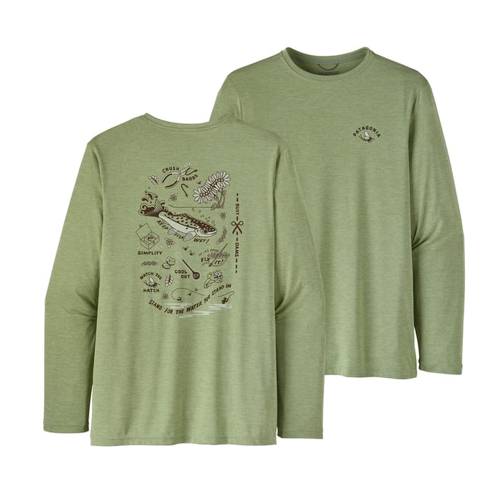 Patagonia M's L/S Cap Cool Daily Fish Graphic Shirt Action Angler: Salvia Green X-dye Patagonia