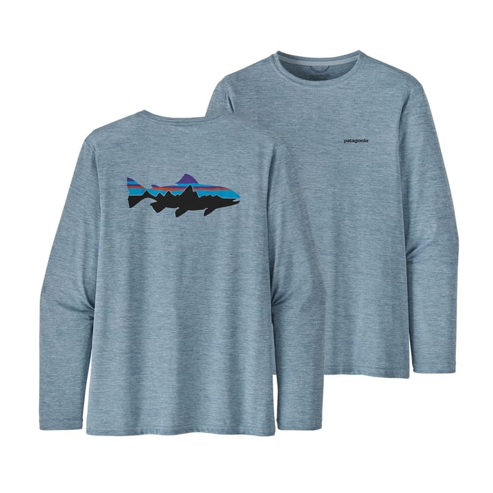 Patagonia M's L/S Cap Cool Daily Fish Graphic Shirt Fitz Roy Trout: Steam Blue X-dye Patagonia Patagonia M's L/S Cap Cool Daily Fish Graphic Shirt Fitz Roy Trout: Steam Blue X-dye Patagonia