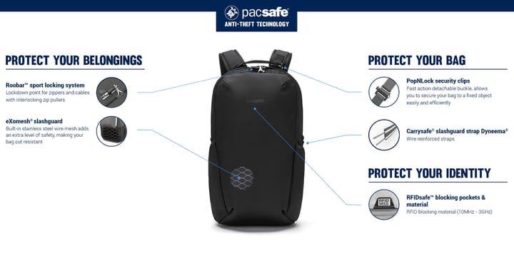 Pacsafe V 24L Anti-Theft Active Backpack Digital Gray Pacsafe