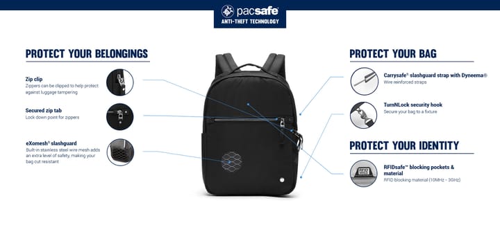 Pacsafe W 10L Anti-Theft Backpack Black Pacsafe