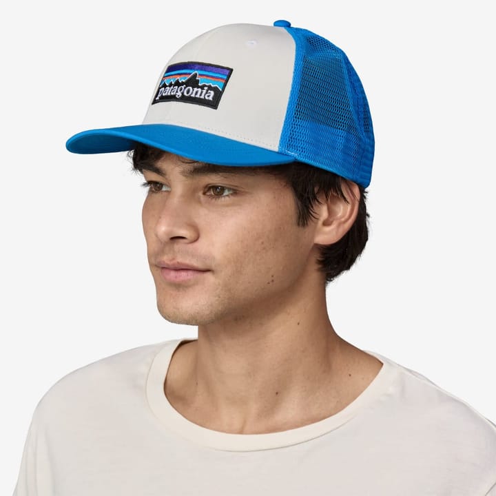 Patagonia P-6 Logo Trucker Hat White W/Vessel Blue Patagonia