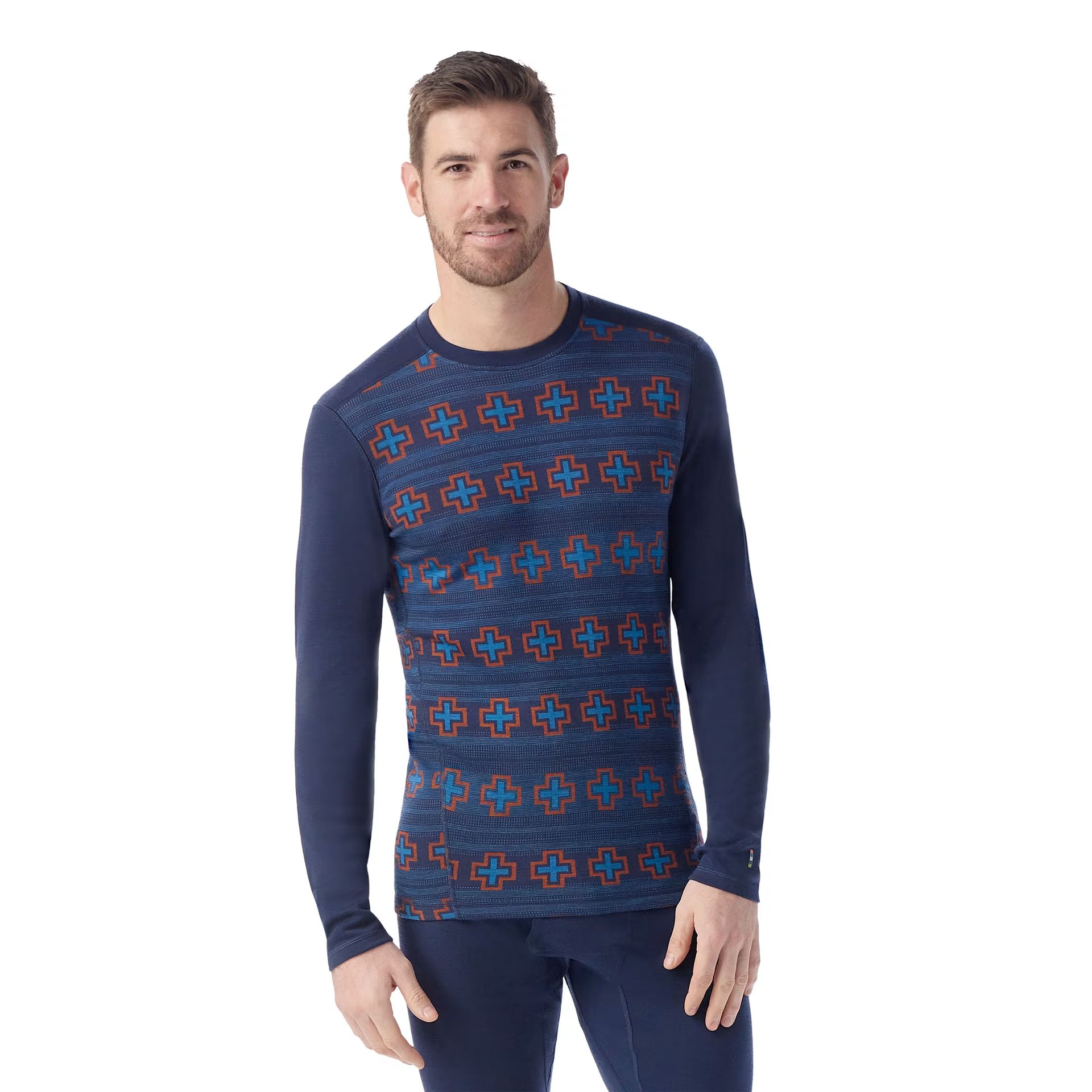 SmartWool Men's Classic Thermal Merino Base Layer Crew Boxed Deep Navy Paths Crossed t-shirts