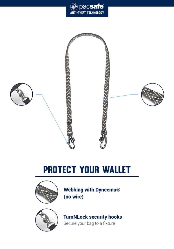Pacsafe Cut Resistant Lanyard Grey Pacsafe