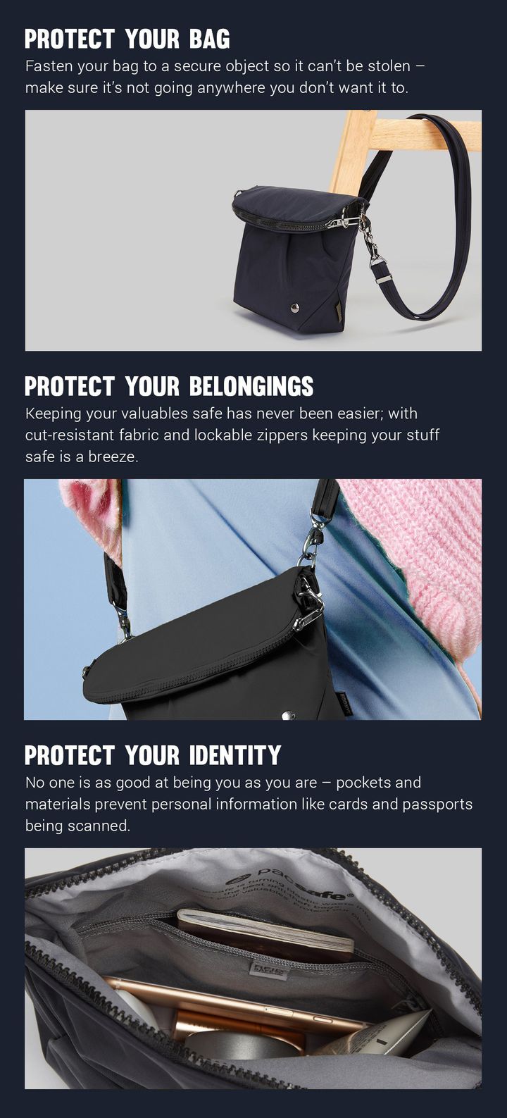 Pacsafe CX Anti-Theft Convertible Crossbody Black Pacsafe