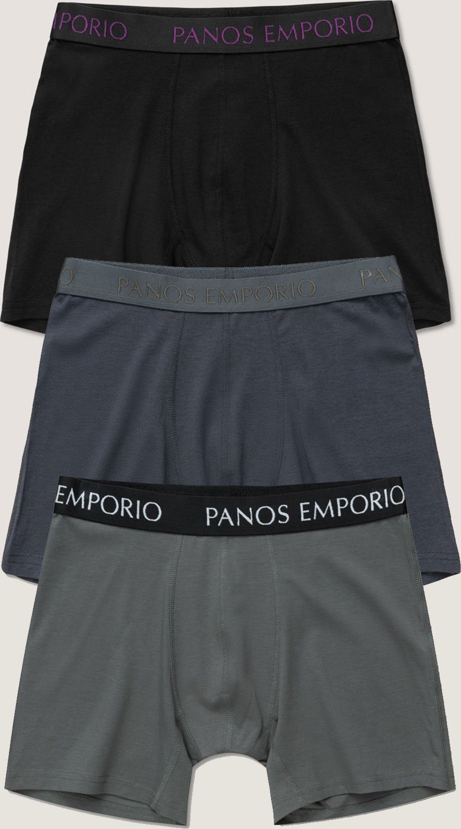 Panos Emporio PE 3PK BASE BAMBOO BOXER Black/asphalt/steel Grey