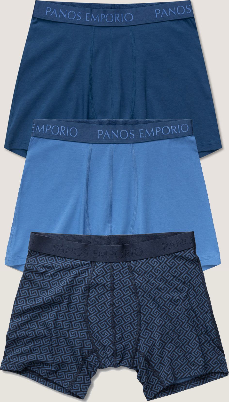 Panos Emporio PE 3PK BASE BAMBOO BOXER Poseidon/high Tide/blue Meander